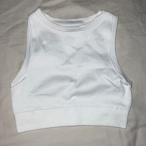 white cropped athletic top